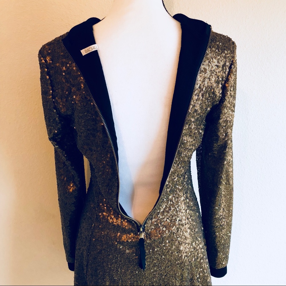 Rachel Roy bronze copper sequins dress Sz 6